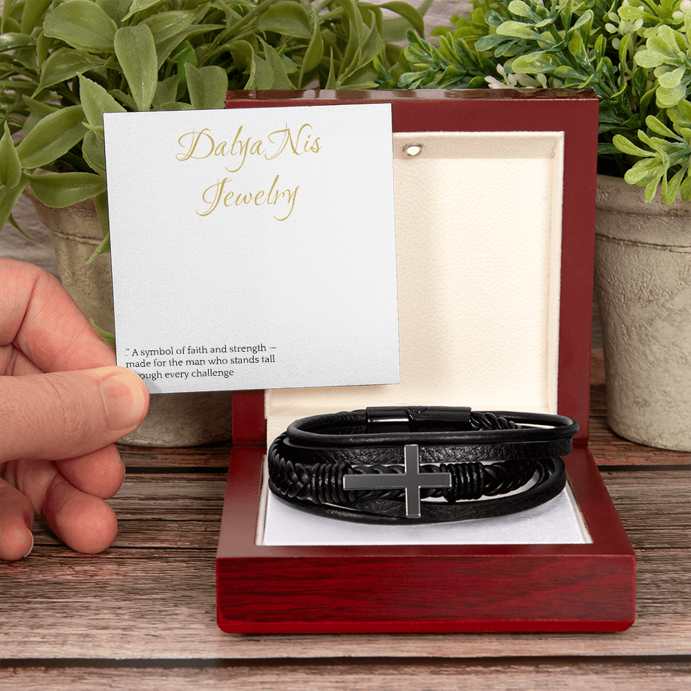 ECLAT Noir – Men's Cross Bracelet